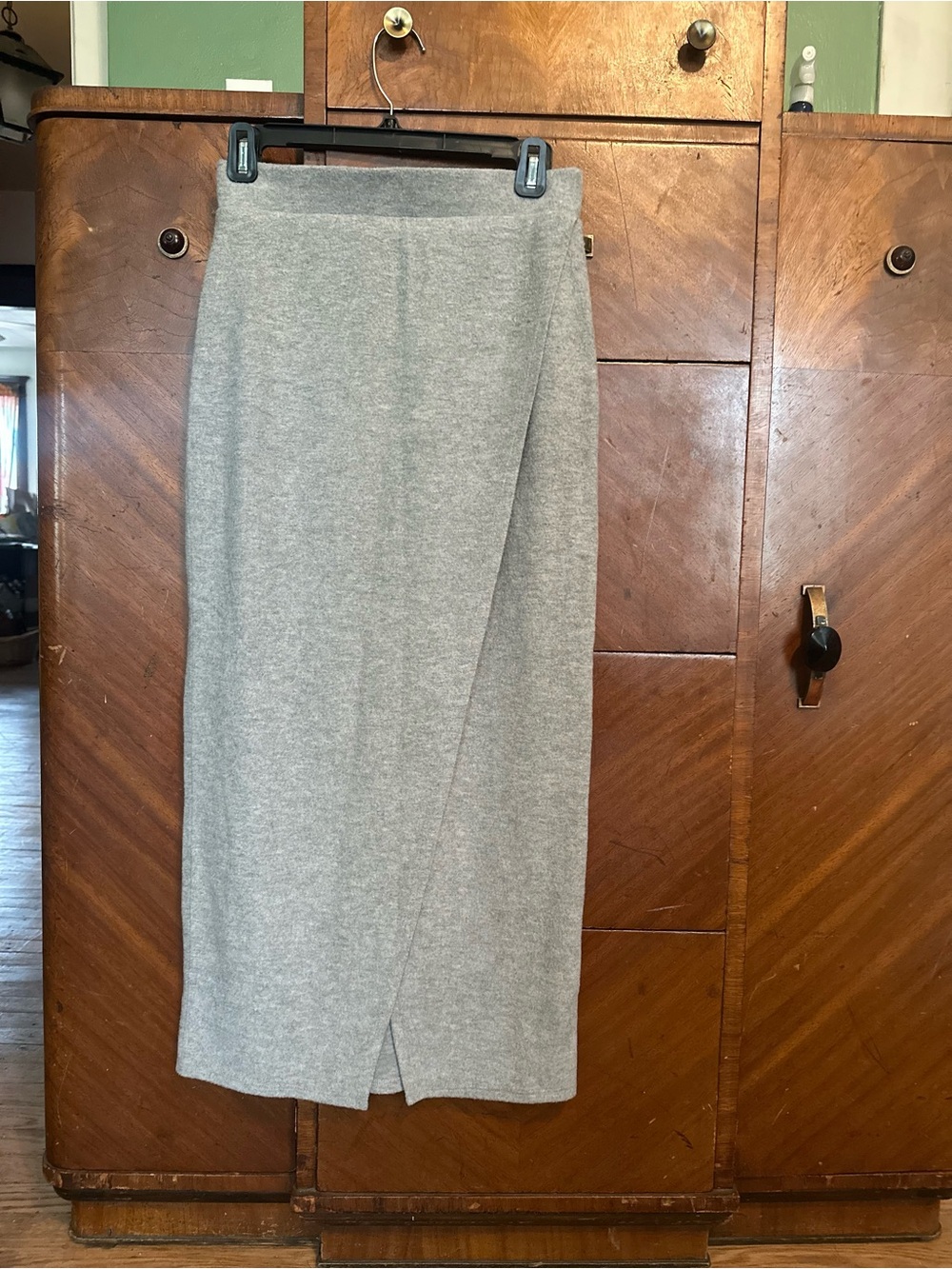 Classic Gray Midi Wrap Pencil Skirt - Versatile Women's Workwear suuuupersoft!!!